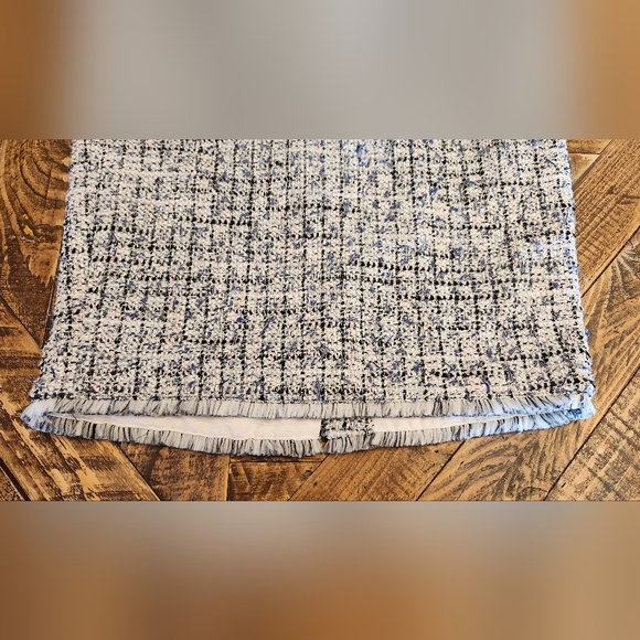 Ann Taylor Tweed Fringe A Line Pencil Skirt Multi Color Blue Pink Size 2P - Picture 2 of 12